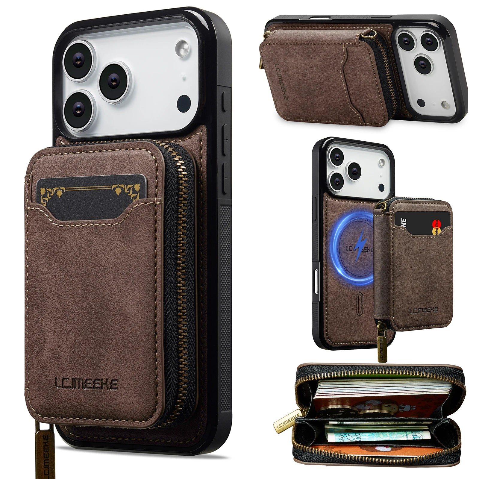 Premium Detachable MagSafe Case with Zipper Storage for iPhone 17 Series