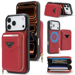 Shockproof Leather MagSafe Case with Detachable Zipper Wallet for iPhone 17 Serie