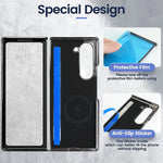 Samsung Galaxy Z Fold 6 Hard Shell Leather Case with Built-in Screen Protector