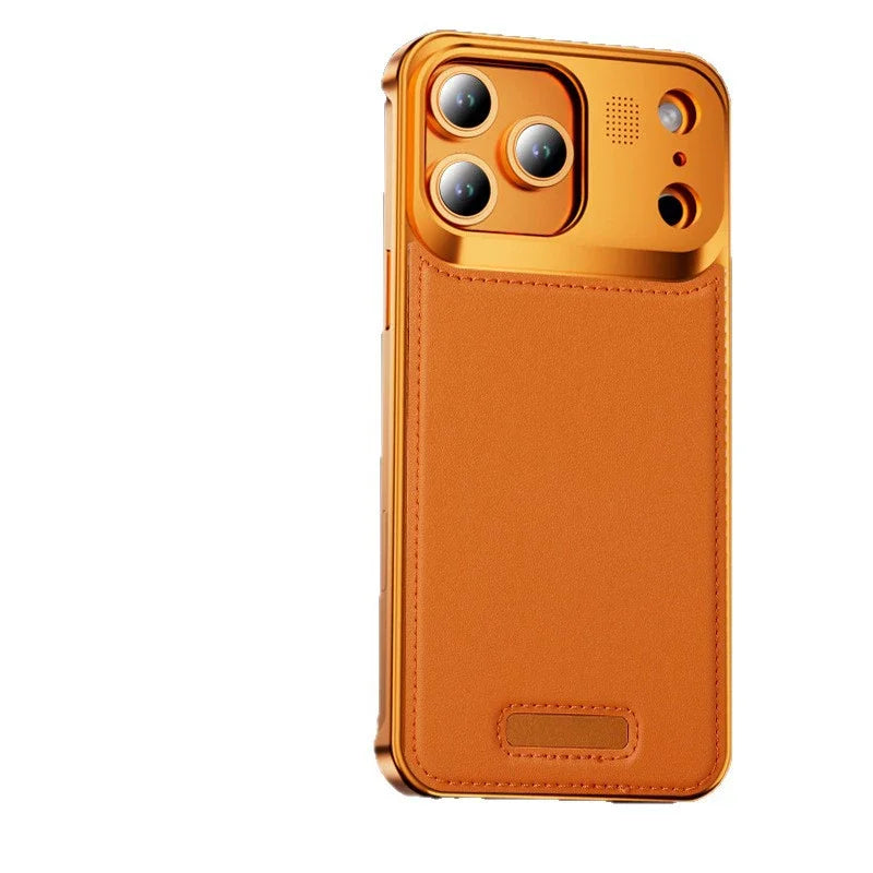 Hybrid Aluminum Alloy and Leather MagSafe Phone Case for iPhone 17 Series