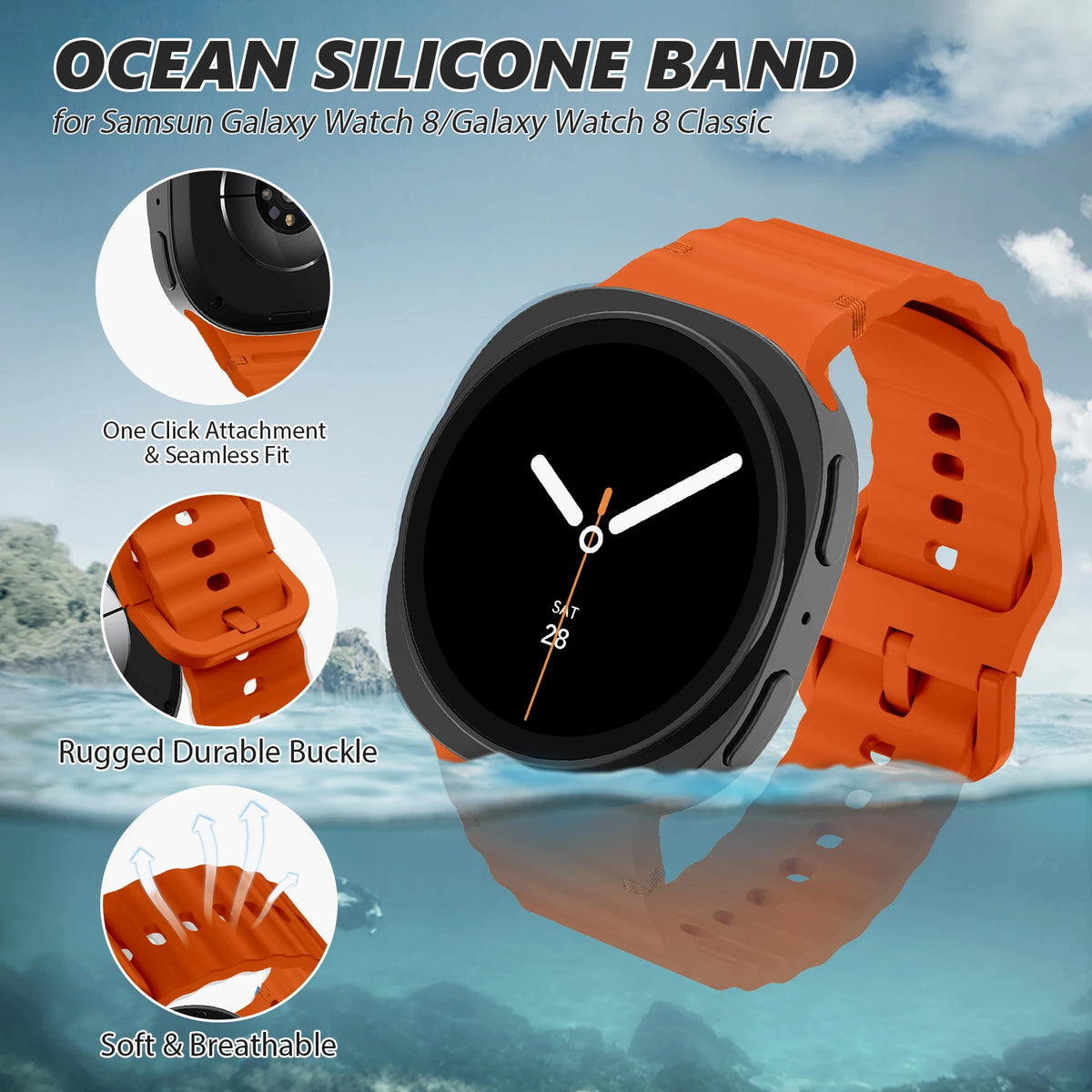 Water-Resistant Sport Band with Ventilation Holes for Samsung Galaxy Watch 9