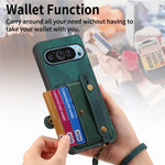 Retro PU Leather Wrist Strap Wallet Case for Google Pixel 9 Series