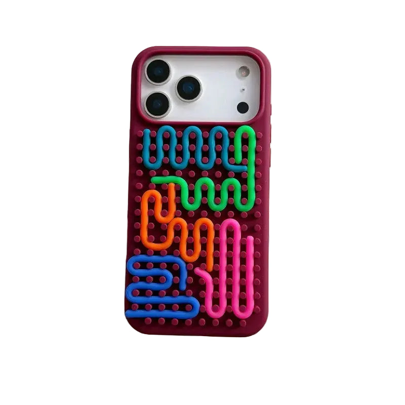 Cylindrical Labyrinth Silicone Phone Case for iPhone 17 Series
