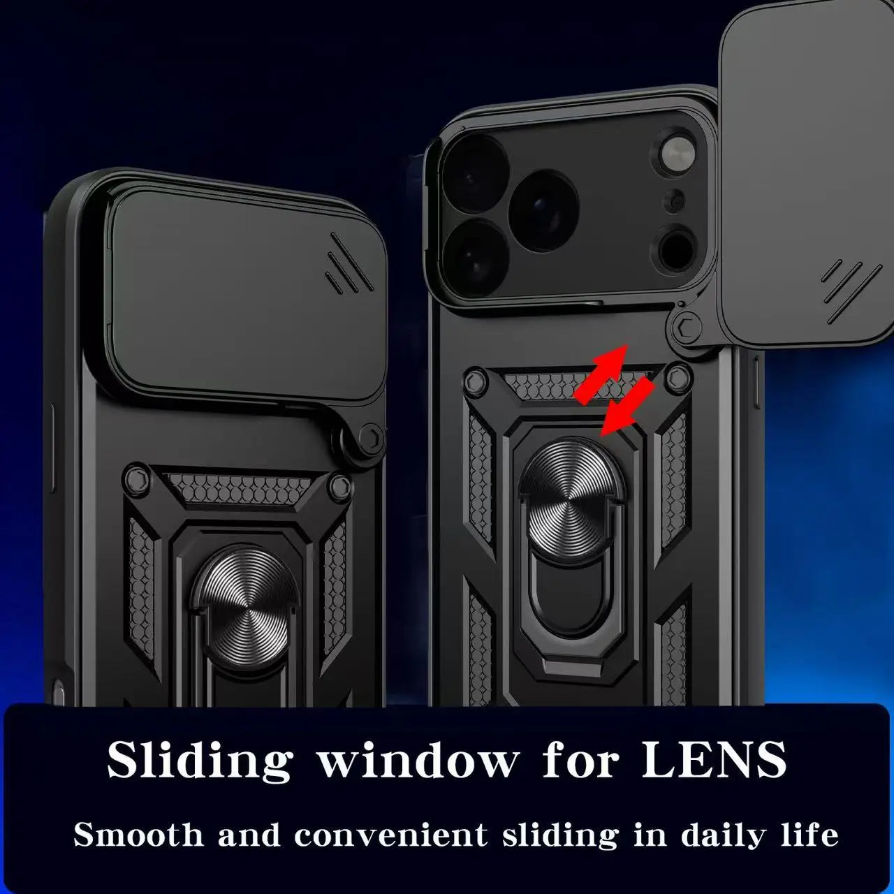 Shockproof Armor Case with Sliding Lens Cover for iPhone 17 Series