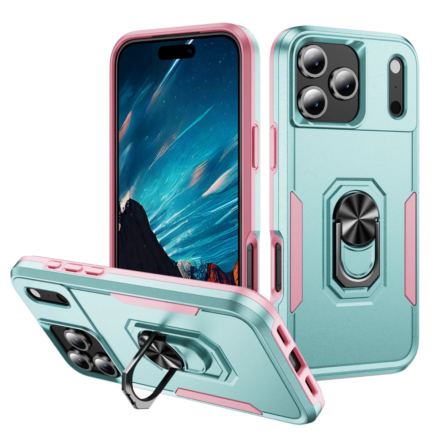 Military-Grade Dual-Layer Shockproof Case with Magnetic Ring for iPhone 17 Series