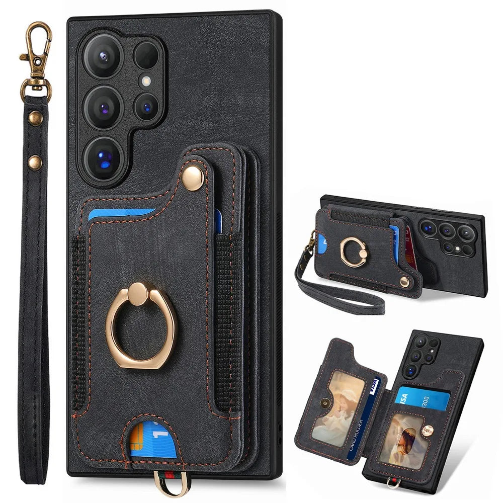 Samsung Galaxy S25 Series Wallet Case with Wrist Strap