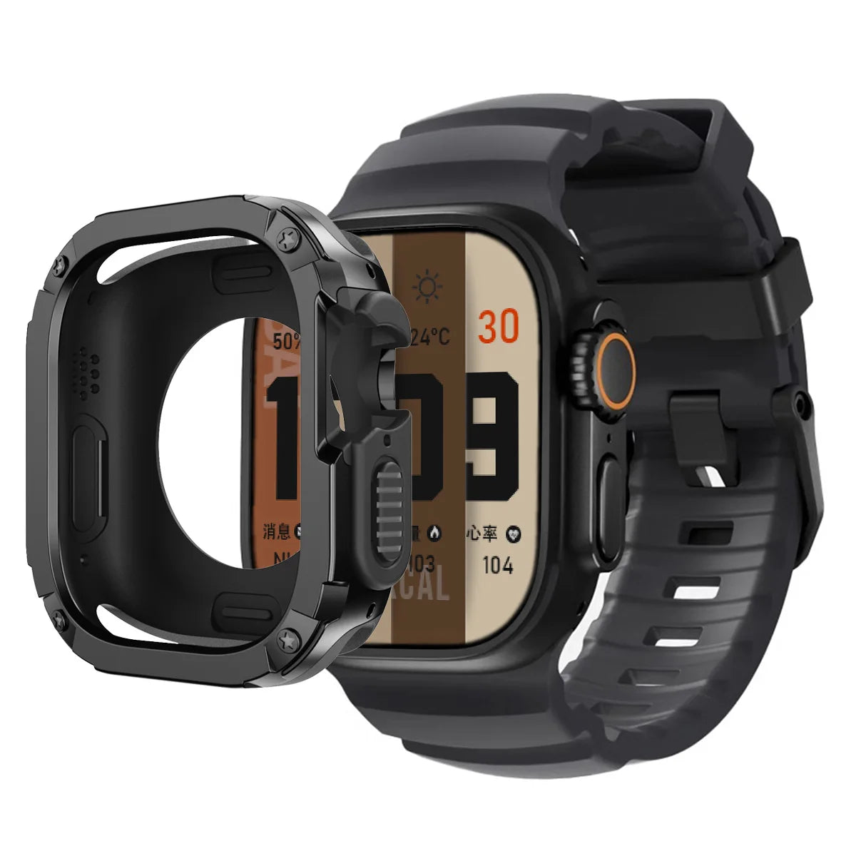 Sport Silicone Band with TPU+PC Bumper Case for Apple Watch