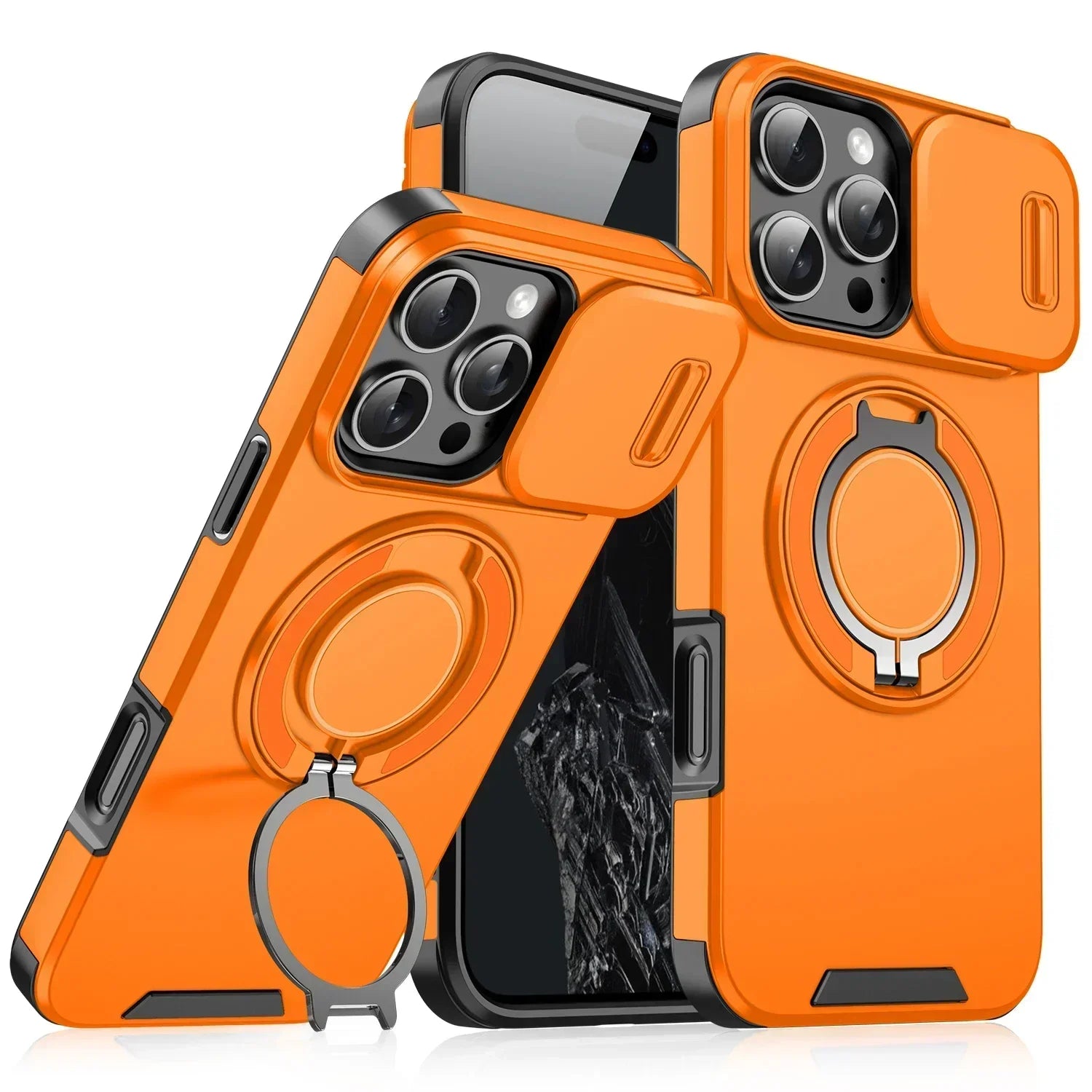 Shockproof Armor Magnetic Case with Slide Camera Protection for iPhone 16 Series