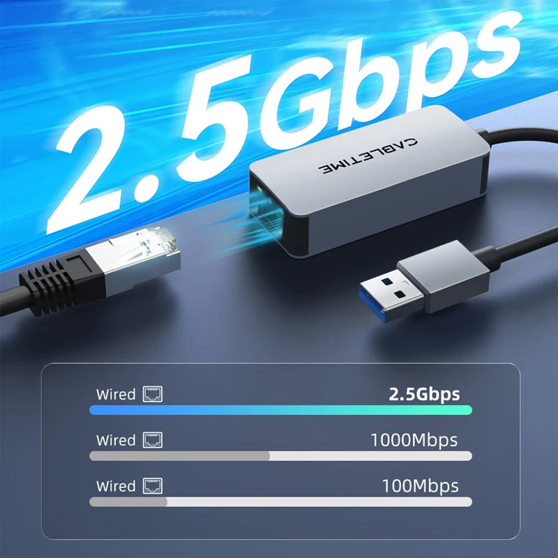 CABLETIME Aluminum USB to 2.5Gbps Ethernet Adapter