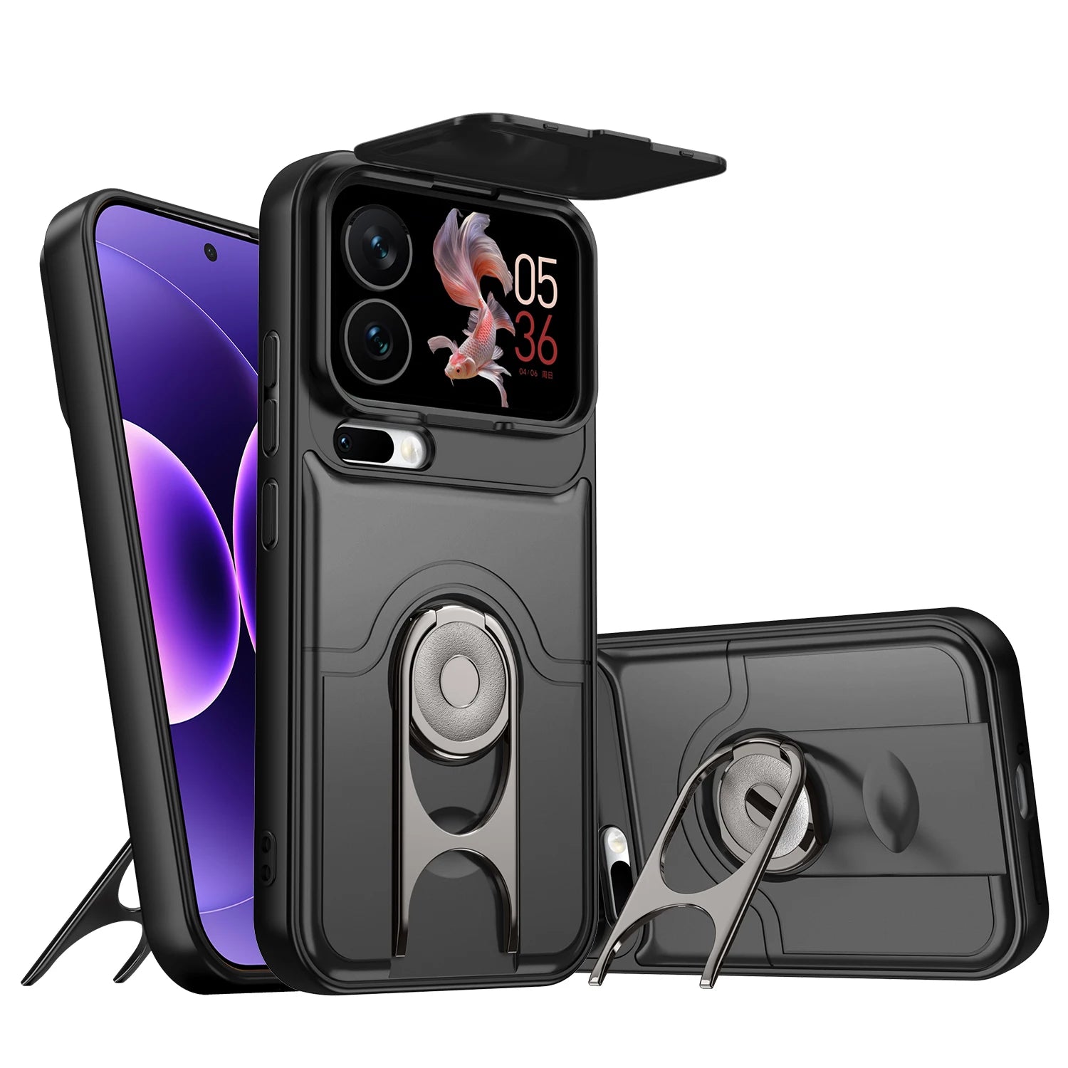 Rugged Case with Ring Stand and Lens Cover for Xiaomi 17 Series
