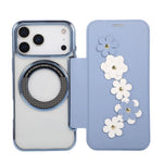 Elegant 3D Flower MagSafe Leather Flip Wallet Case for iPhone 17 Series