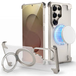 Samsung Galaxy S25 Ultra Shockproof Transparent Magnetic Case with 360° Ring Stand