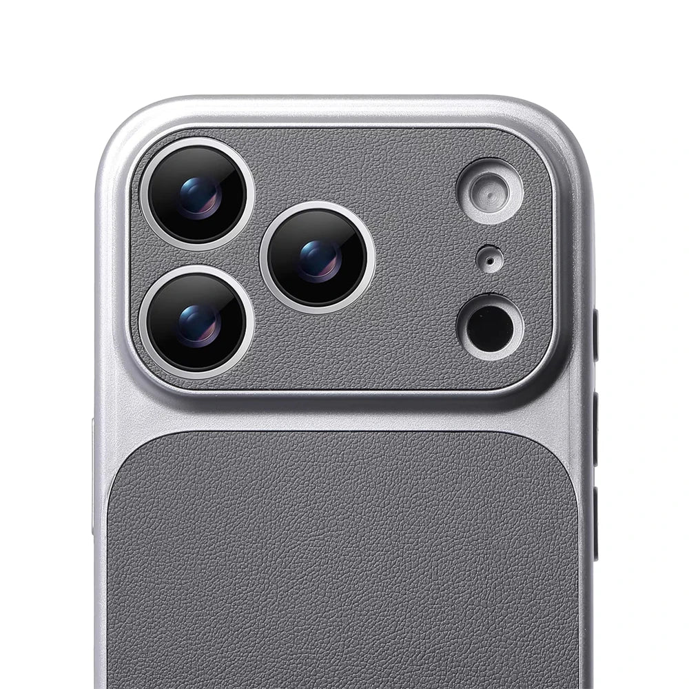 Shockproof Leather Bumper Case with Full Camera Lens Protection for iPhone 17 Series