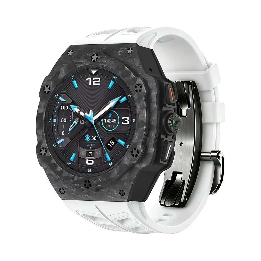 Carbon Fiber Protective Case with Silicone Band for Samsung Galaxy Watch Ultra 2