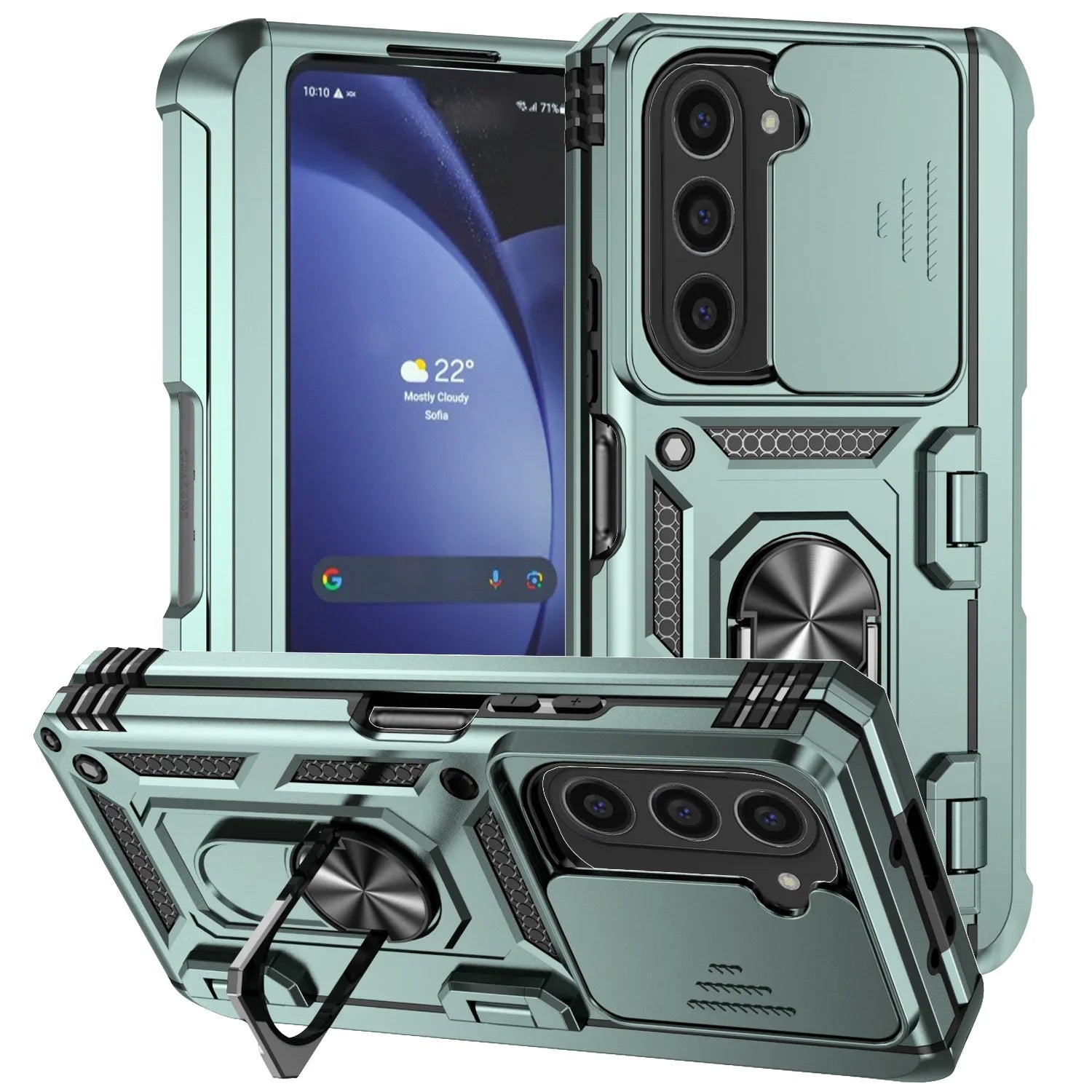 360° Protection Slide Camera Lens Armor Case with Ring Holder for Samsung Galaxy Z Fold 7