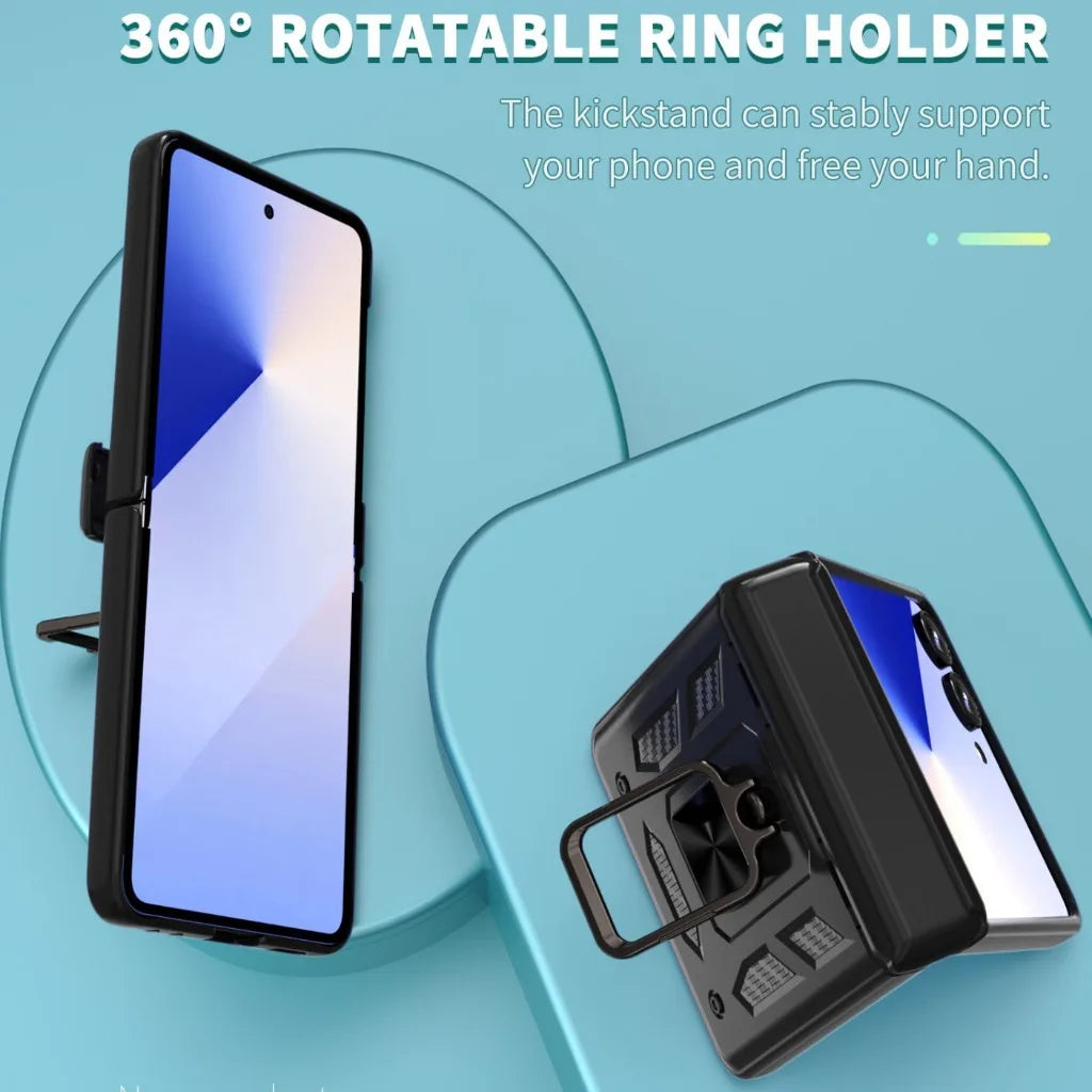 Samsung Galaxy Z Flip 7 Shockproof Armor Case with Kickstand