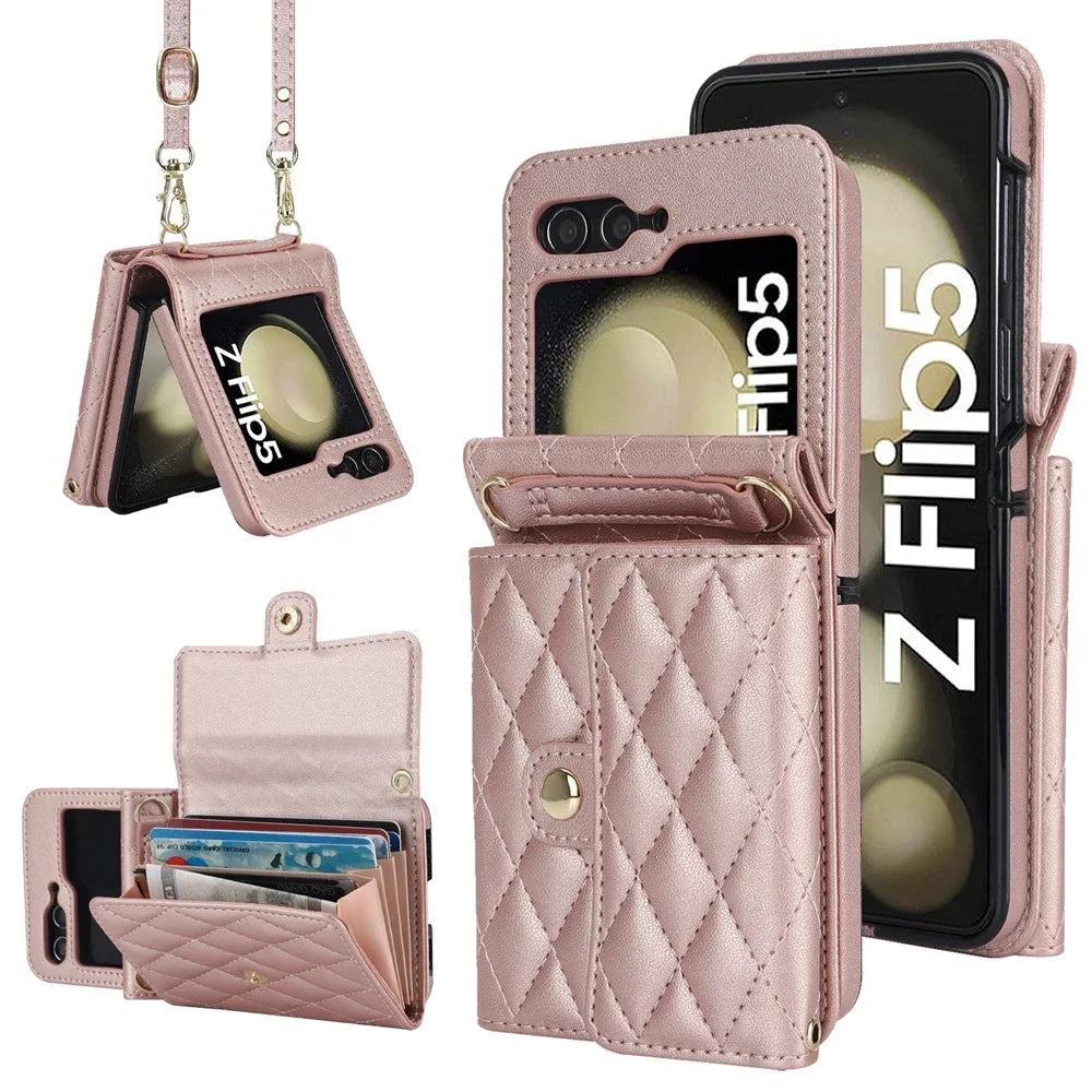 Stylish Leather Wallet Flip Case for Samsung Galaxy Z Flip 6