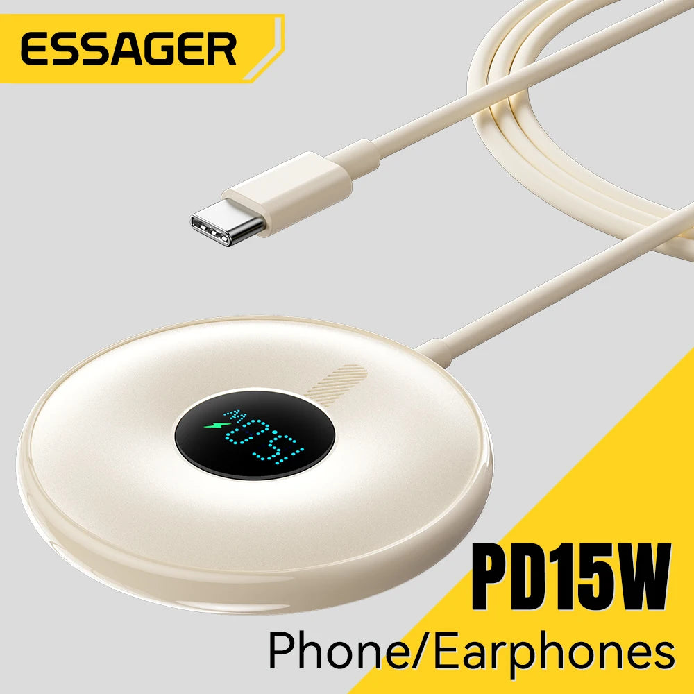 Essager 15W MagSafe-Compatible Wireless Charger with Digital Display