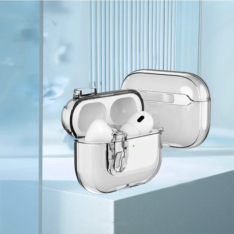 TPU+PC Clear Protective Shell with Keychain for AirPods