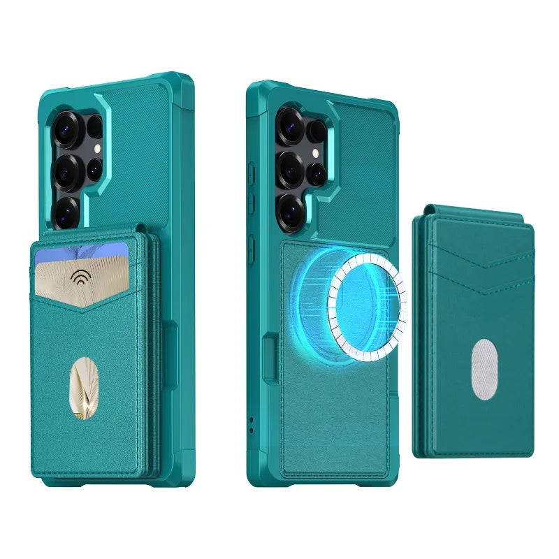Luxury Leather Magnetic Case with Detachable Card Holder for Samsung Galaxy S25 Series