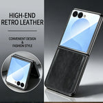 Luxury Leather Case with Tempered Glass Screen Protector for Samsung Galaxy Z Flip 8