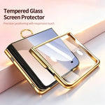 Chevron Quilted Leather Case with Ring Holder and Screen Protector for iPhone Duo