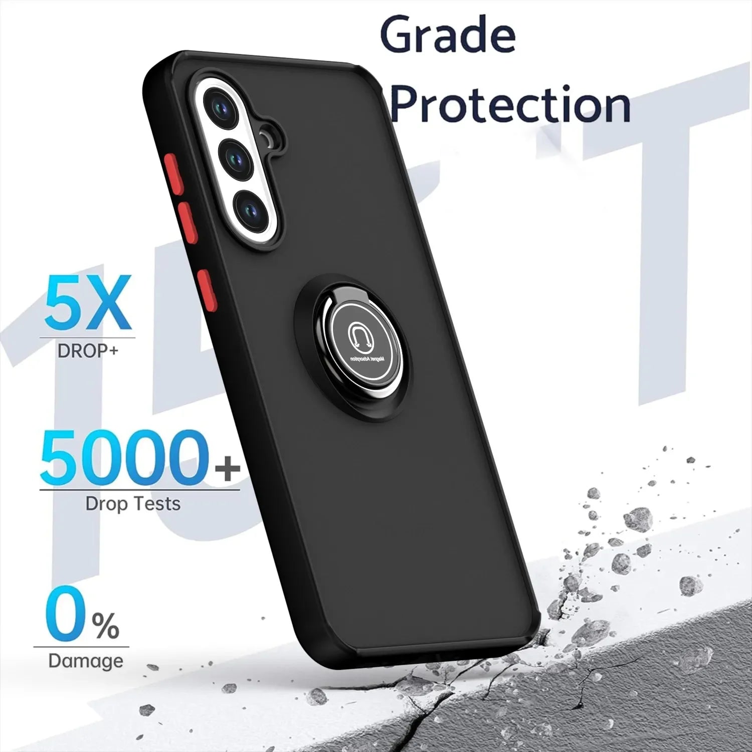 Shockproof Armor Matte Magnetic Case with Ring Stand for Samsung Galaxy A56