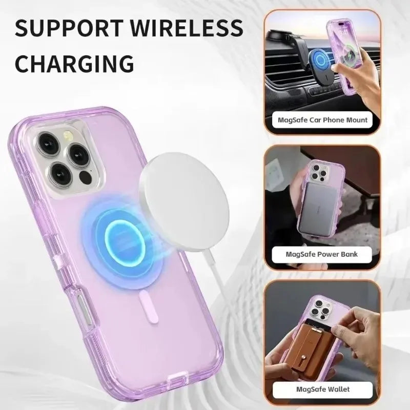 Heavy Duty Clear Protective MagSafe Case with Belt Clip for iPhone 17 Series