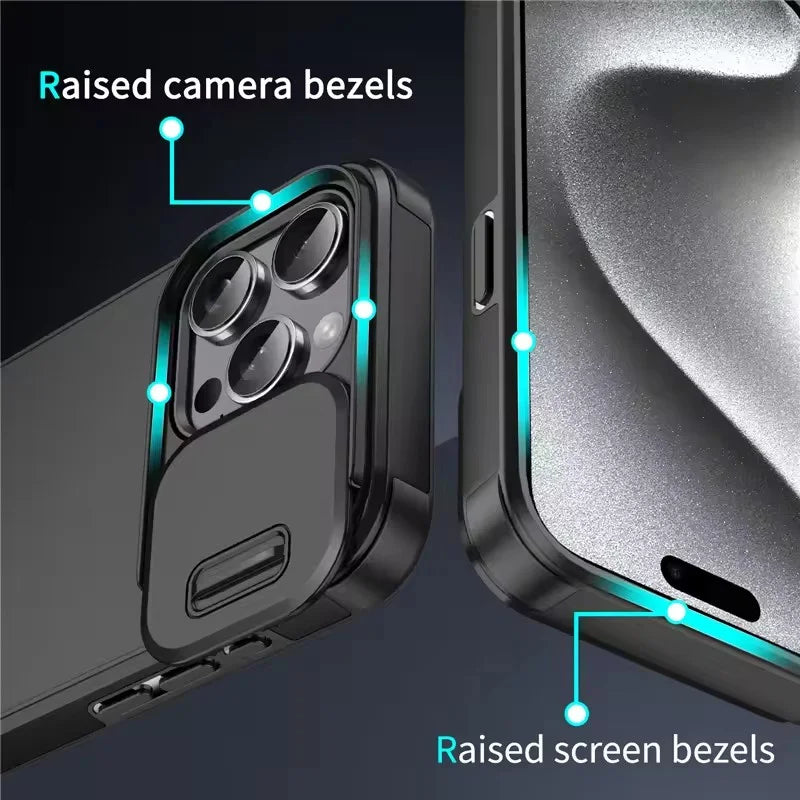 Matte Shockproof Case with Sliding Camera Lens Cover for iPhone 18 Series