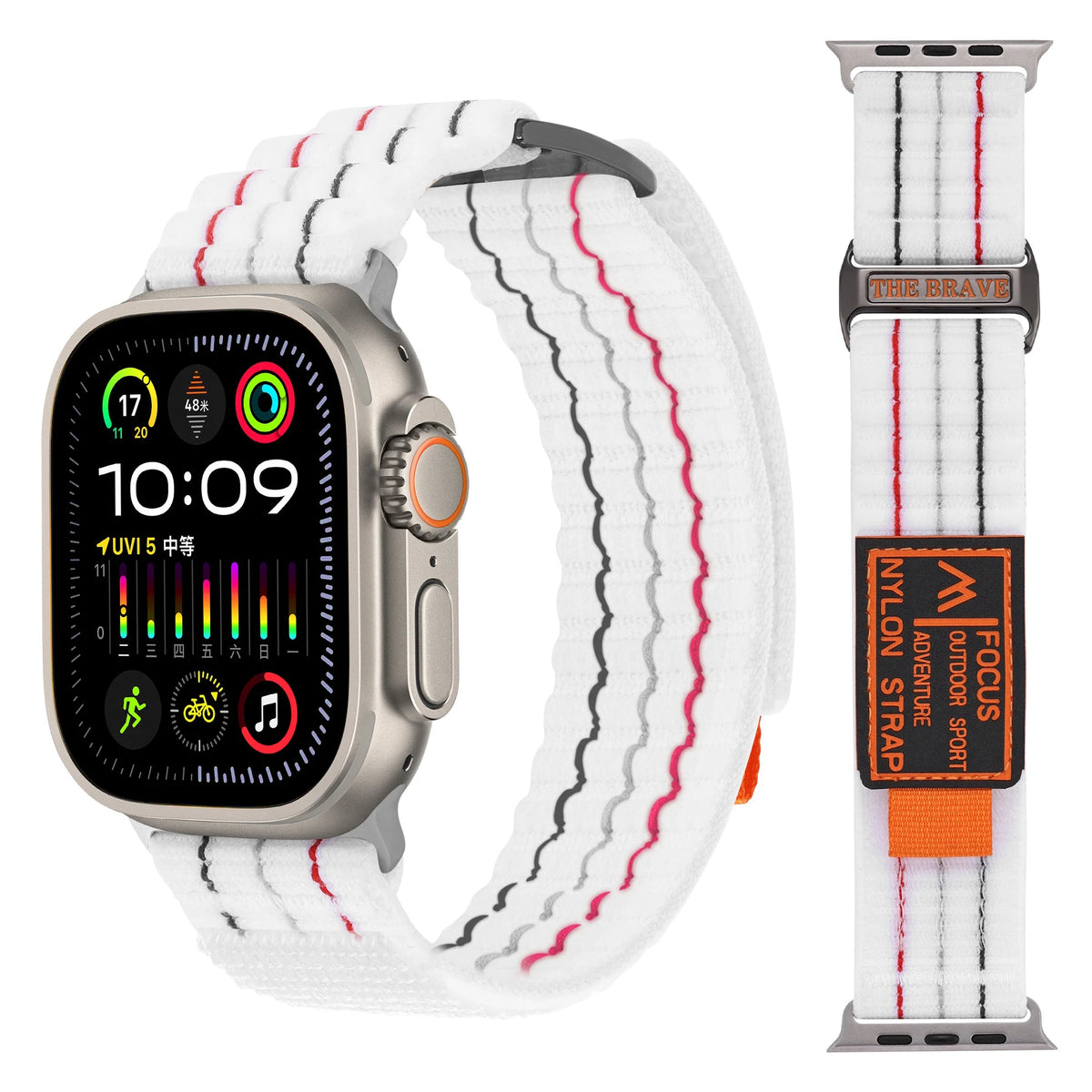 Quilted Nylon Trail Loop Band with Velcro Closure for Apple Watch