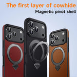 Shockproof MagSafe Leather Case with Stand for iPhone 17 Series