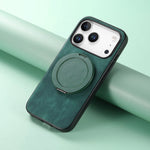 Skin-Feel Leather Case with 360° Rotating Ring for iPhone 17 Series