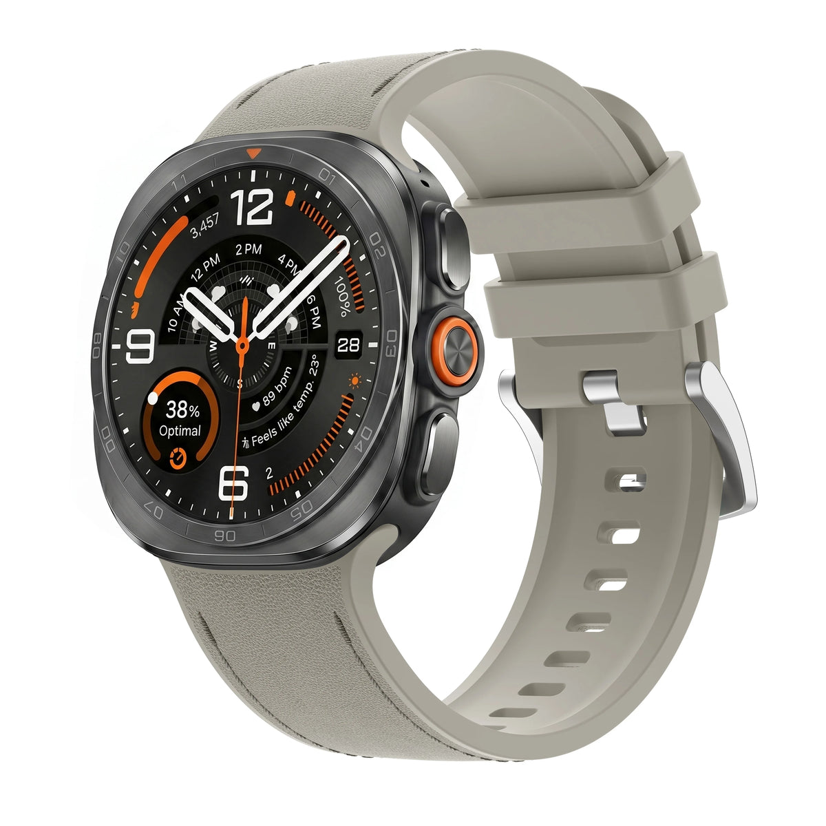 Hybrid Leather and Silicone Watch Band with Quick-Release Connectors for Samsung Galaxy Watch Ultra 2