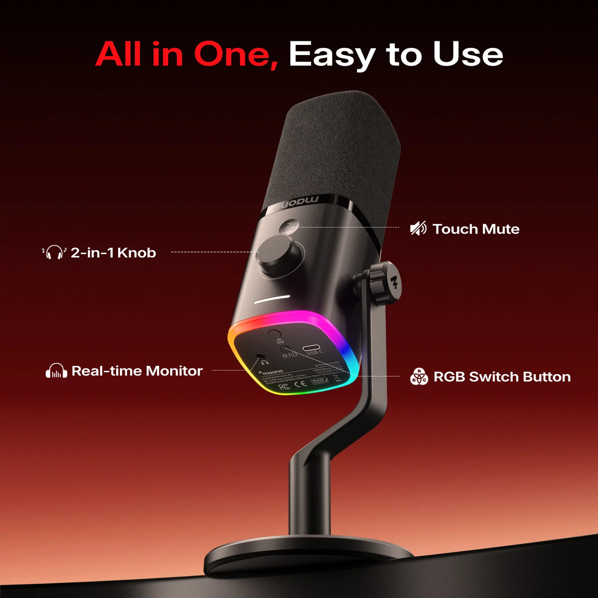 MAONO PD100W Wireless USB Dynamic Microphone