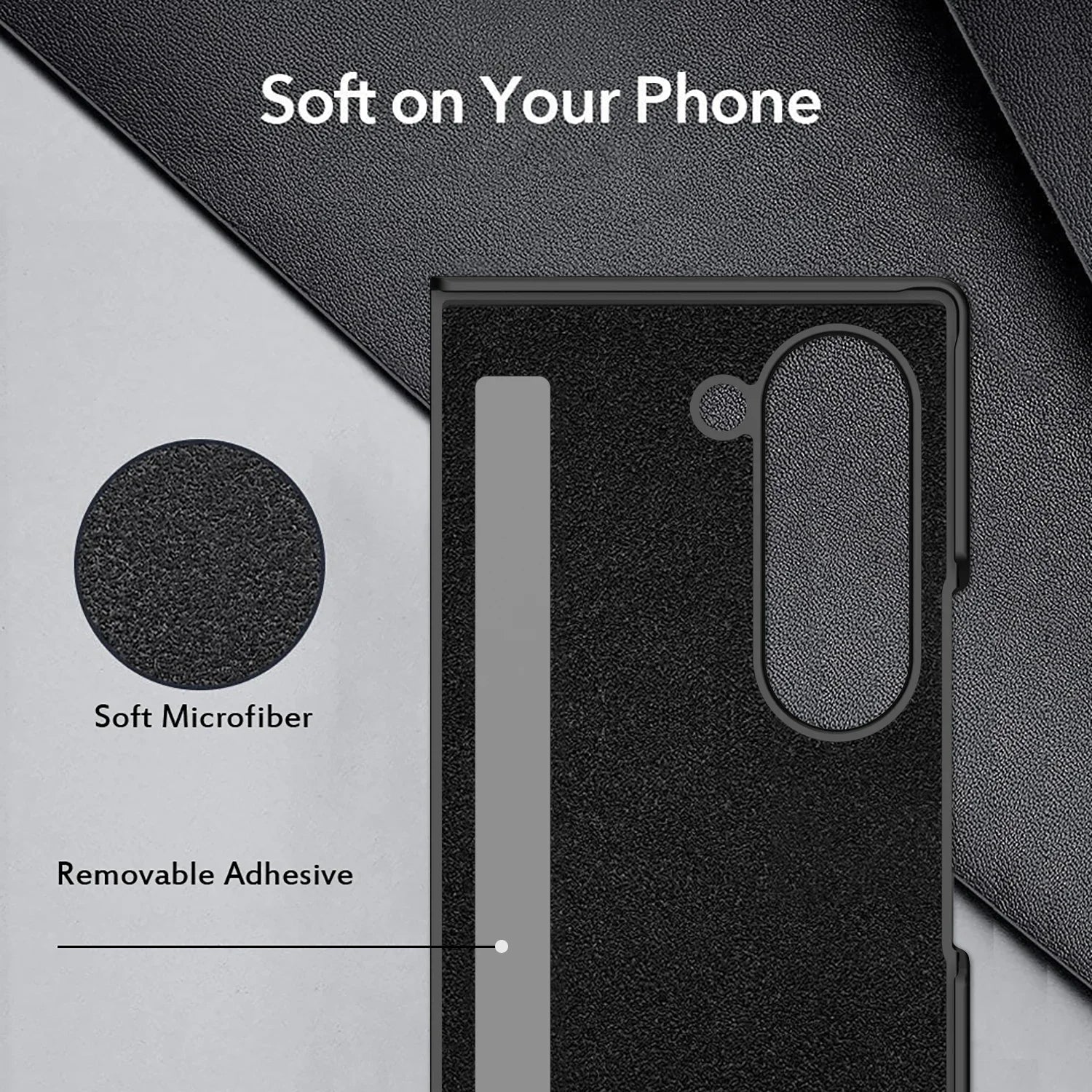 Samsung Galaxy Z Fold 6 Luxury Leather Phone Case with Wrist Strap & Tempered Glass Film