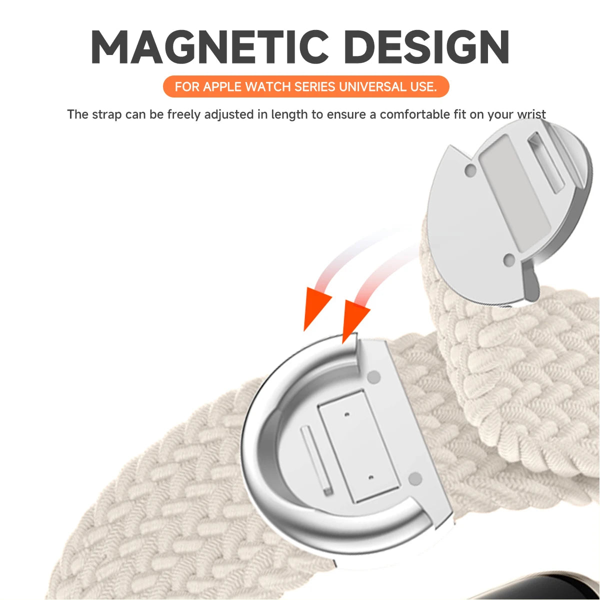 Stretchable Braided Solo Loop with Magnetic Closure for Apple Watch