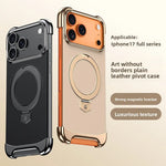 Luxury Leather Ultra-Thin Frameless MagSafe Case with Kickstand for iPhone 17 Series
