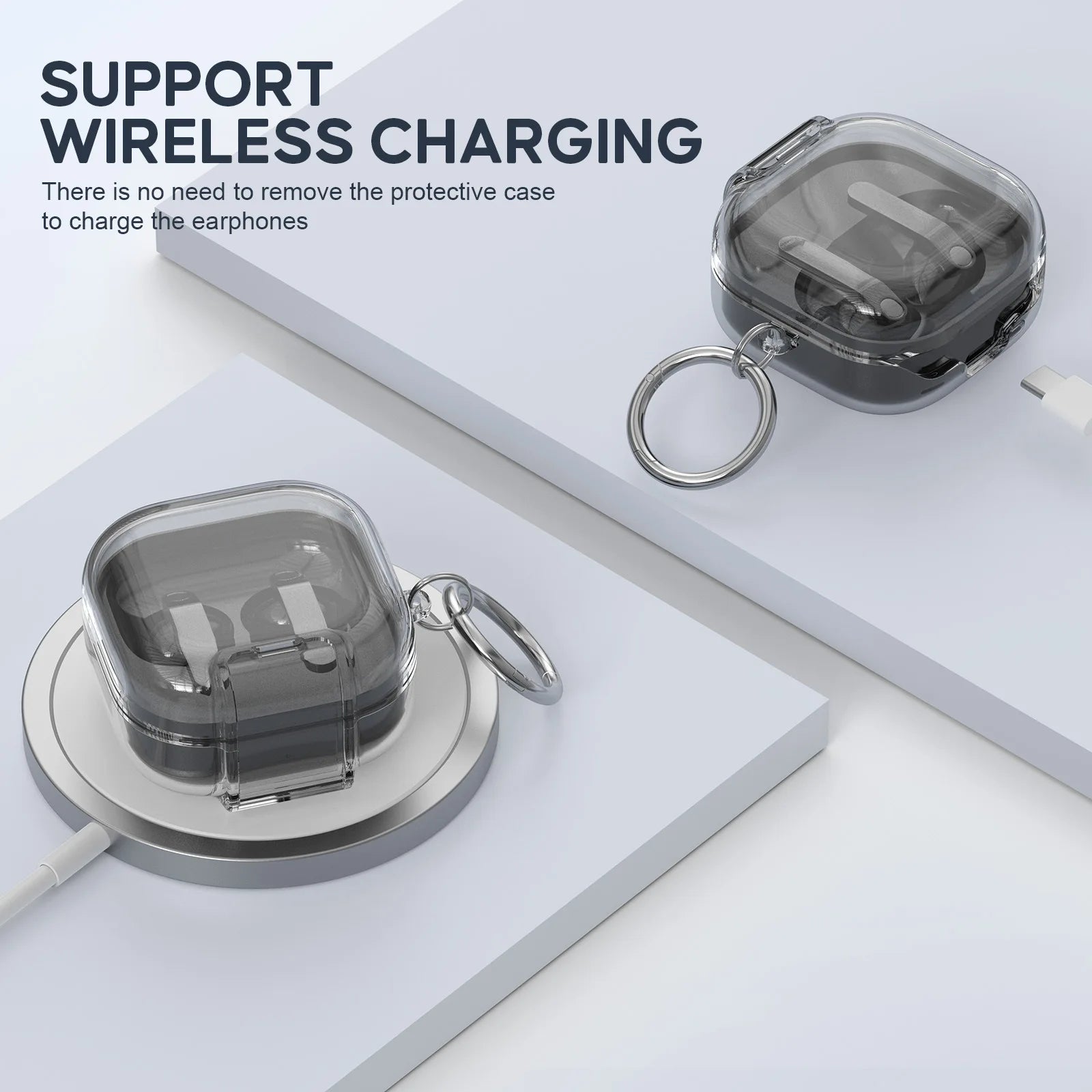 Clear Diamond Design Case with Wireless Charging Support for Samsung Galaxy Buds 4 Pro