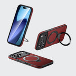 Shockproof MagSafe Leather Case with Stand for iPhone 17 Series