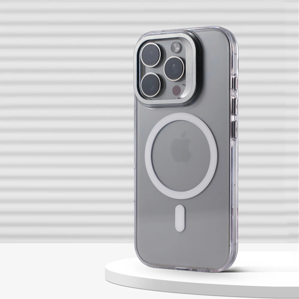 iPhone 16 Series Clear Hard PC MagSafe Case with Metal Lens Holder