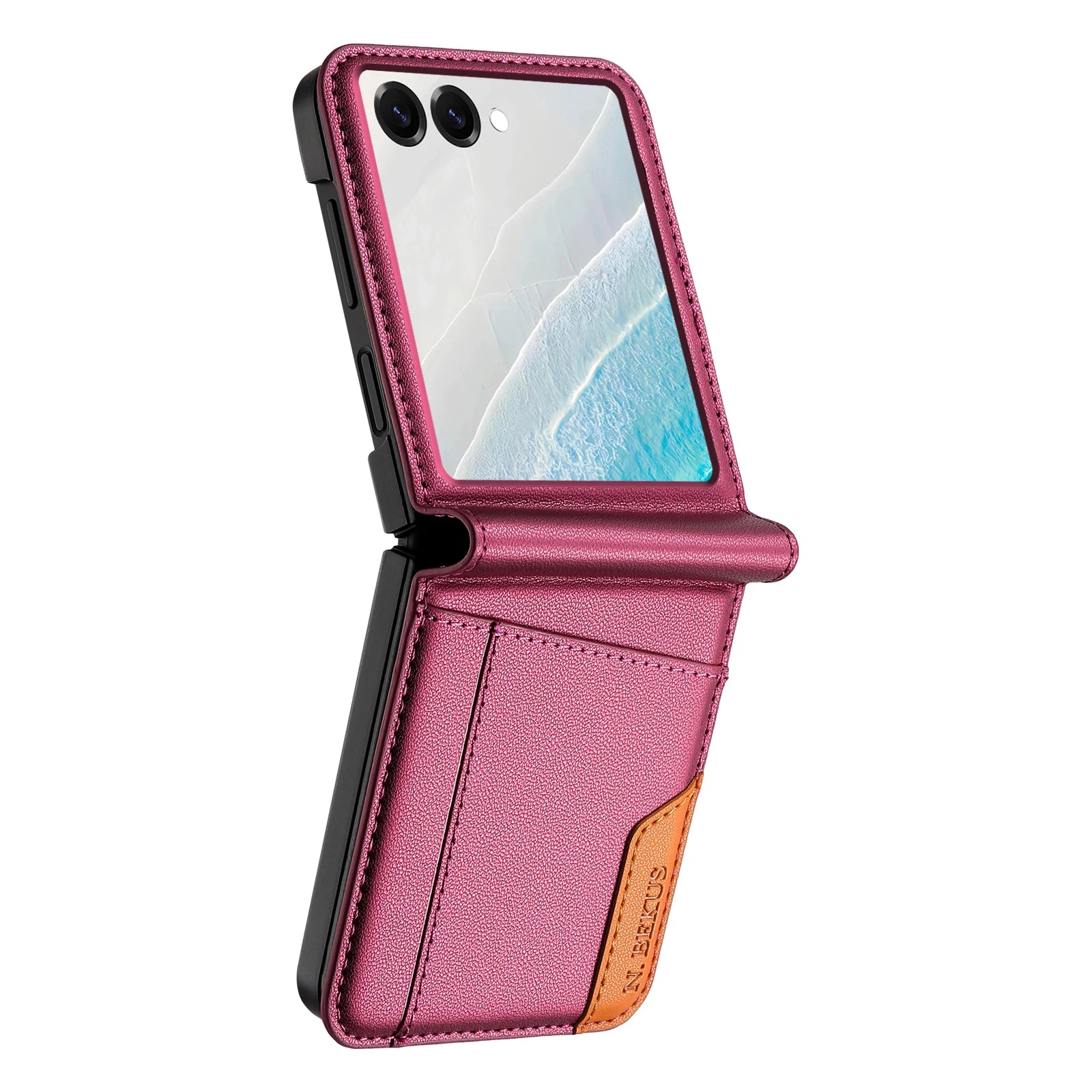 Leather Flip Case with Clear Display Window for Samsung Galaxy Z Flip 8