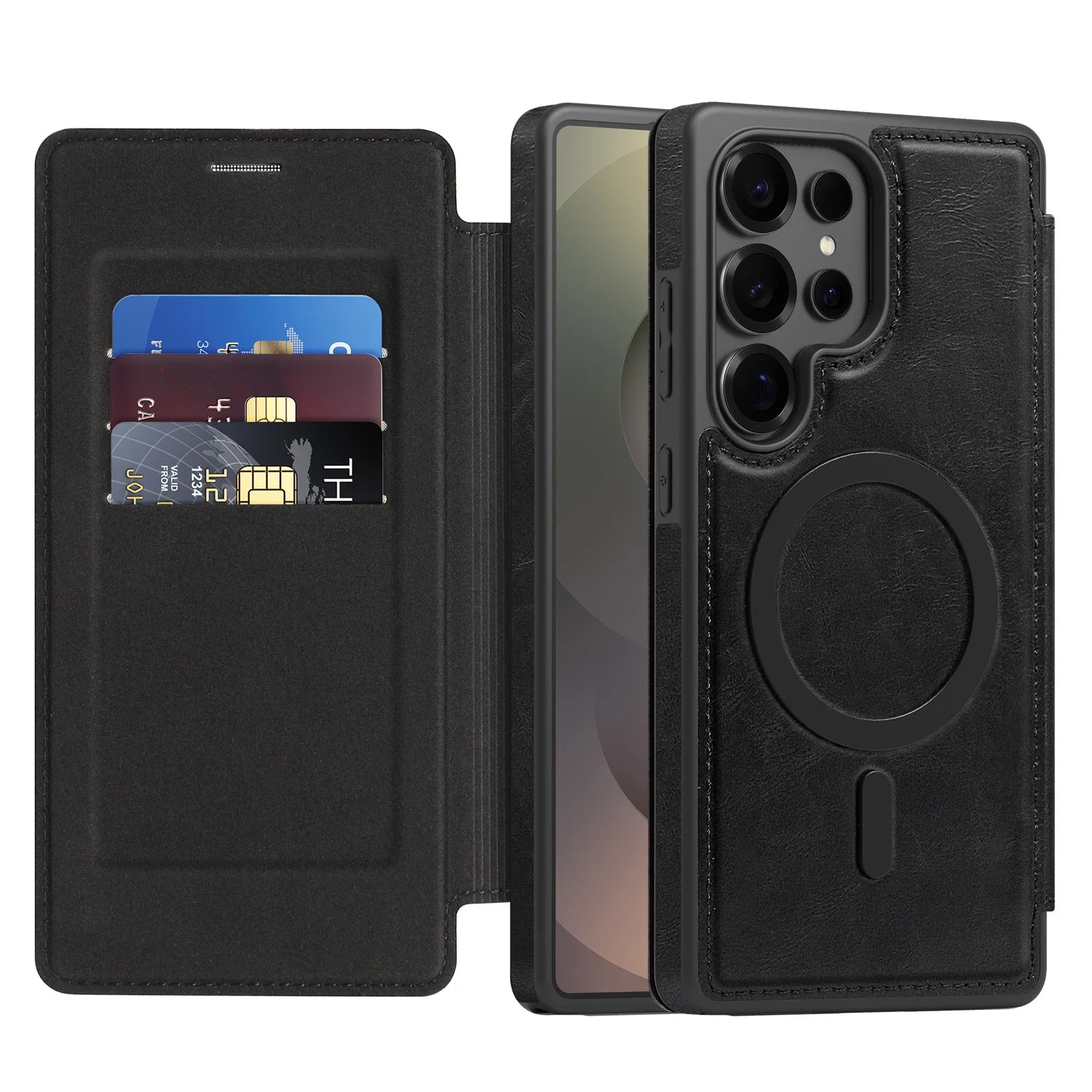 Samsung Galaxy S24 Series PU Leather Flip Magnetic Case with Card Holder