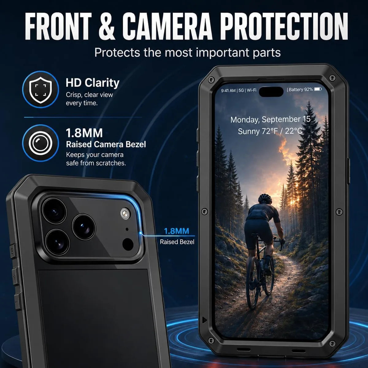 Heavy Duty Metal Case with Built-In Screen Protector for iPhone 18 Series