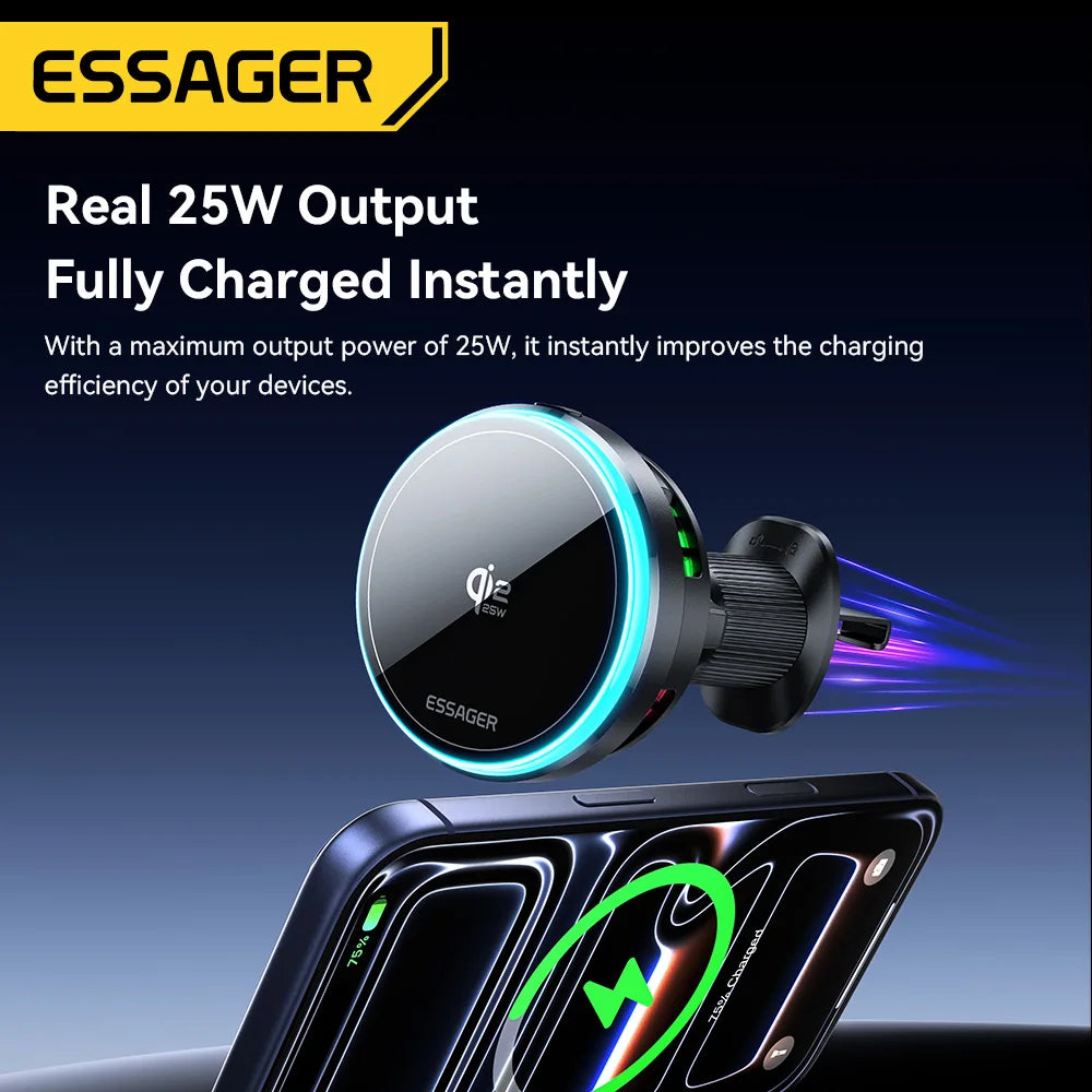 Essager Qi 25W Car Charger & Magnetic Phone Holder
