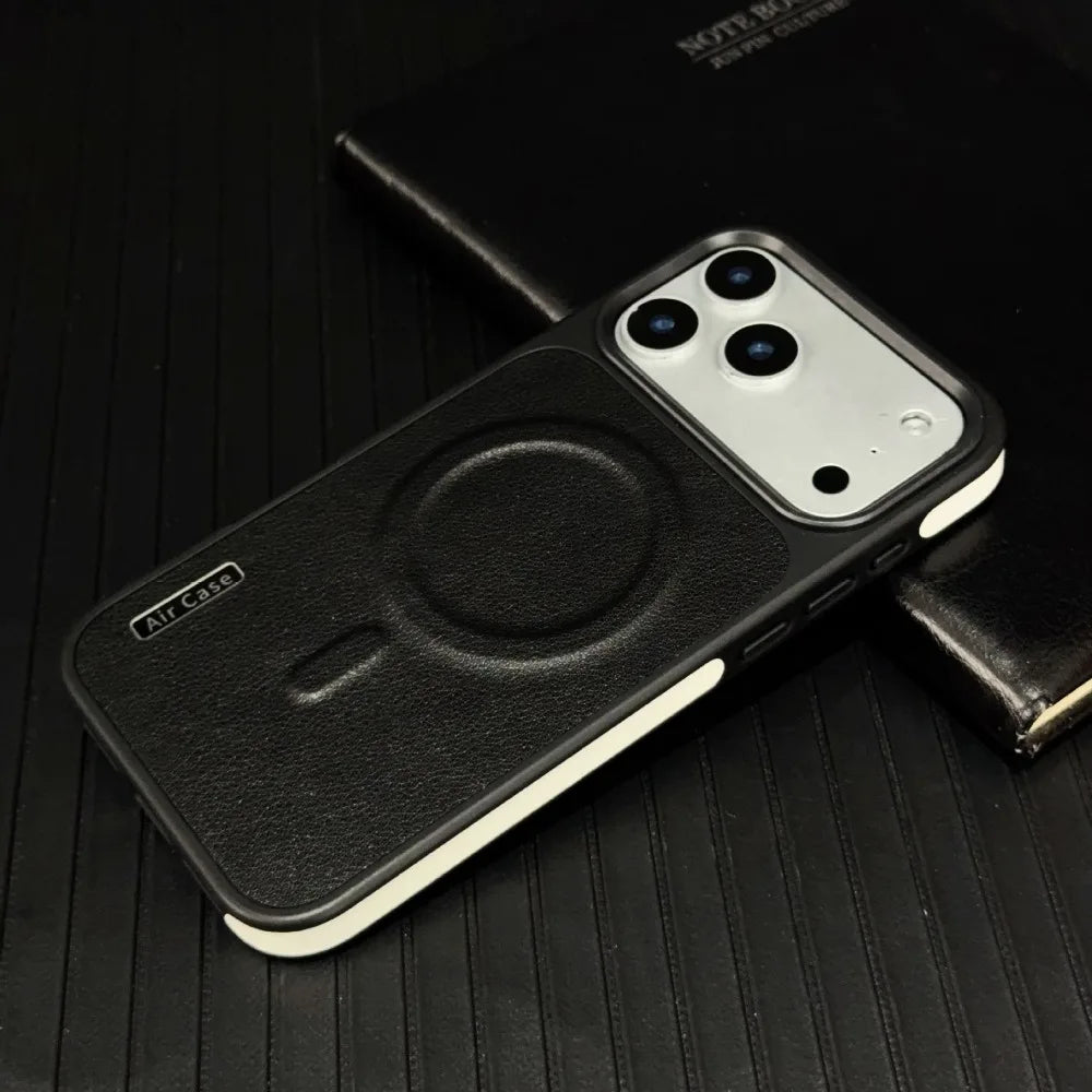 Premium Color-Block Leather MagSafe Case for iPhone 17 Series
