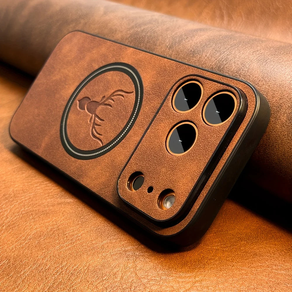 PU Leather MagSafe Case with Raised Camera Ring for iPhone 18 Series
