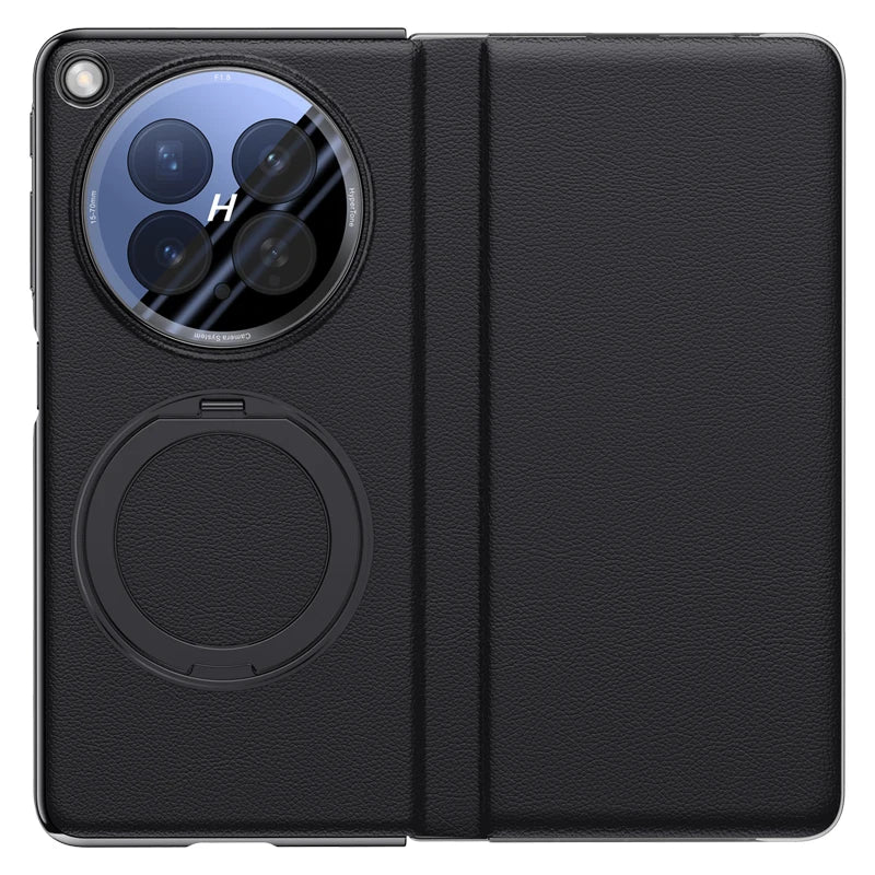 OPPO Find N6 Luxury Magnetic PU Leather Case with 360° Rotating Ring Holde