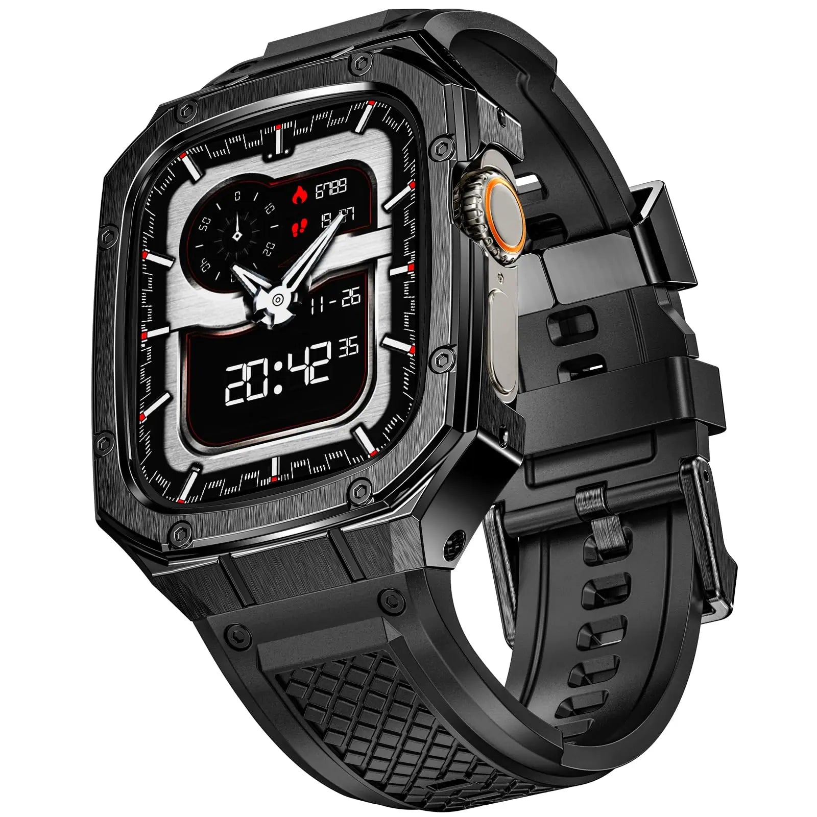 Protective Metal Bumper Case with Rubber Band for Apple Watch