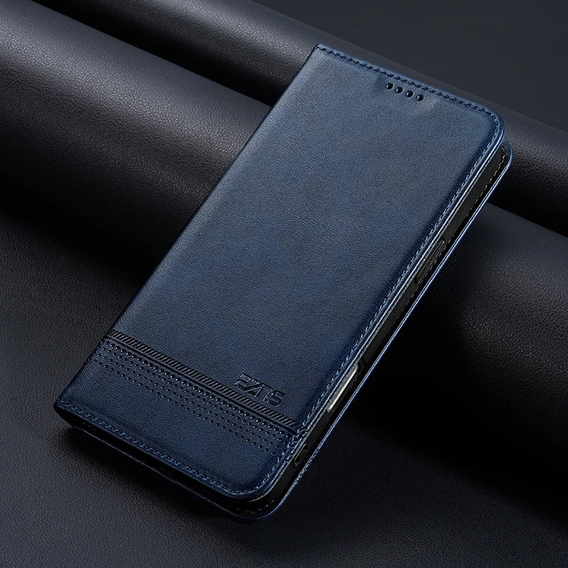 Leather Flip Wallet Case with Magnetic Closure for iPhone 17 Series
