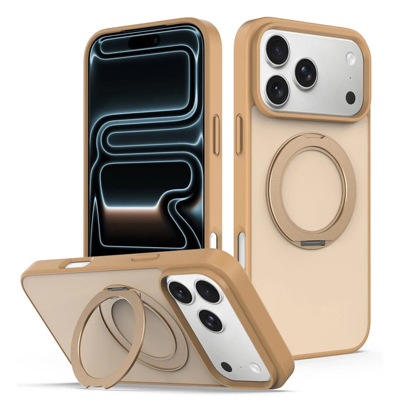 Matte PC TPU MagSafe Case with 360° Rotating Ring Stand for iPhone 18 Series